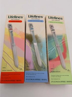Lifelines 3pk Pen Diffuser Set With Assorted Essential Oil Blends Aromatherapy
